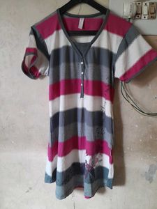 Striped V-Neck Tunic Top