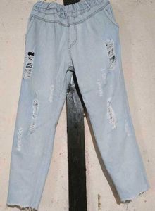 Ripped Denim Jeans - Light Wash