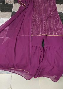 Purple Embroidered Kurta Set