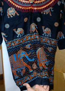 Elephant Print Boho Top