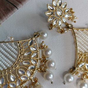 High Quality White Pearl Kundan Earrings