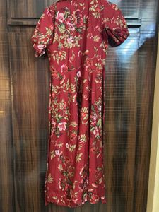 Maroon Floral Dress .