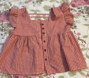 Red Gingham Ruffle Top