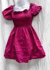 I. Pink Puff Sleeve Dress