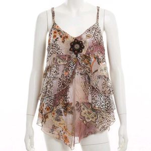 Animal Print Ruffle Layered Cami Top