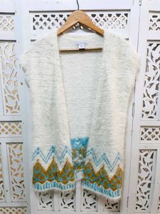 Imported White Patterned Cardigan C