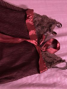Burgundy Lace Trim Chemise
