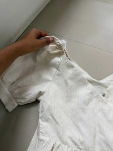 Cream Puff Sleeve Mini Dress