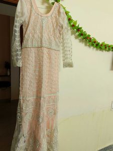 Traditional 🌸💮Peach Colour Embroidery LongFrock