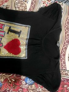 Black Puff Sleevee Partywear Top