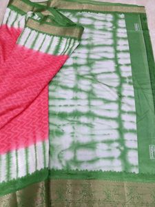 Garden Saree Pink &amp; Green