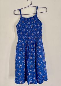 Blue Floral Smocked Sundress