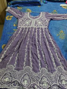 Embroidered Purple Anarkali Dress
