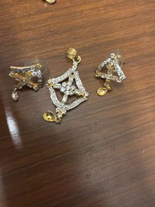 Two Cross Dangle Earrings And Pendant