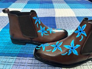 Hand Painted Leather Chelsea Boots