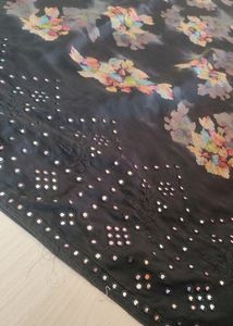 Black And Multi Colour Floral Print Saree
