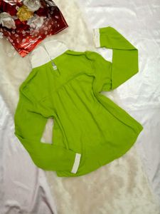 💚Green Bejeweled Collar Top💚