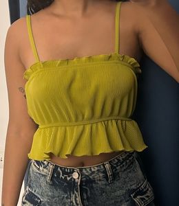 Green Ruffle Tank Top