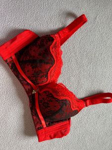 Red & Black Lace Bra