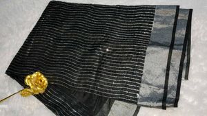 embroidered secquance work chanderi silk saree
