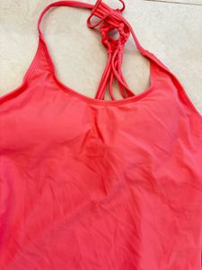 Coral Swim Top with Braided Straps