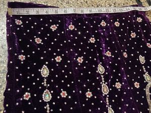 Elegant Purple Velvet Lehenga Choli Set