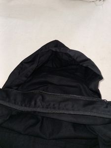 Black Collar Zipped With hoodie Multi pocket Coat