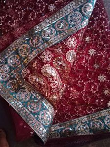 Maroon Sequin Saree