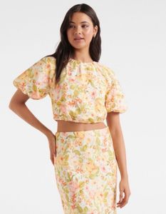 Forever New Tatiana Tie Back LinenCrop Top
