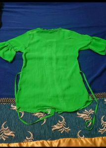 Green Button-Down Shirt Themed Top
