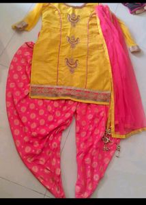 Patiala Suit With Thread Embroidery Work