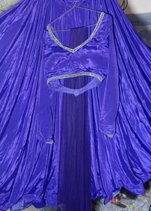 Purple Silk Lahanga Choli With Dupatta Set