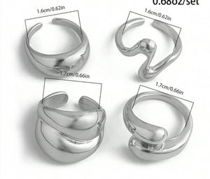 Silver Plated Set of 4 Stackable Finger Rings🫶🏻