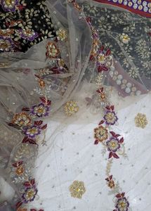 Designer Party Wear Black Cream Saree