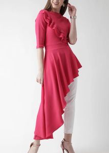 Pink Asymmetric Tunic Top