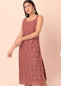 Indya Embellished Strappy Straight Kurta