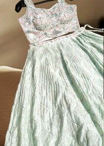 🆕🆕 FULLY STITCHED PASTEL GREEN AESTHETIC LEHENGA