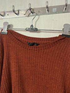 Ribbed Brown Crop Top