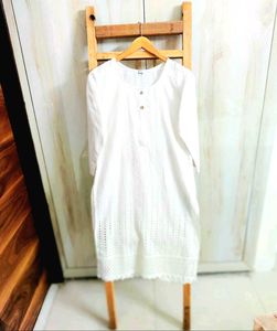 White Embroidery Work Kurti Size-34