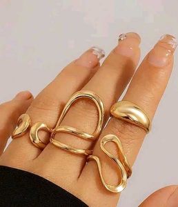 Gold Statement Rings (Set of 5)