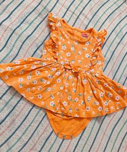Cute Orange Floral Baby Dress