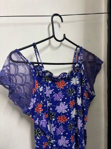 Floral Nightwear Maxi with Lace Sleeves