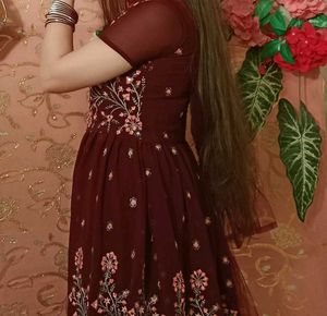 Maroon Embroidered Kurta Set