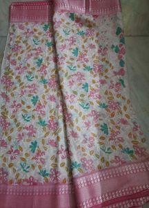 Beautiful Pink Floral Saree with Blouse