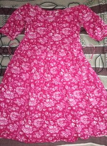 Pink Floral Print Dress