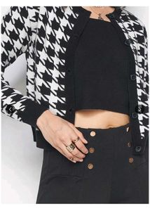 Houndstooth Knit Cardigan