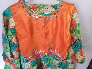 Butterfly Back Crop Top With Ethnnic Skir