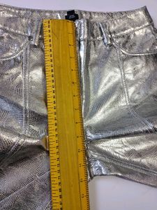 Metallic Silver Cropped Pants