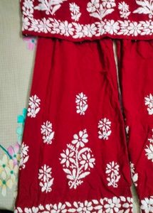 Red Chikankari Kurti Set ✨😍❤️