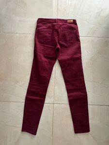 Zara Trafaluc Skinny Jeans, Maroon, Low Rise